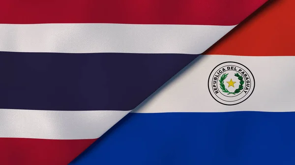 Флаги Двух Штатов Таиланда Парагвая Высококачественный Бизнес Фон Иллюстрация — стоковое фото