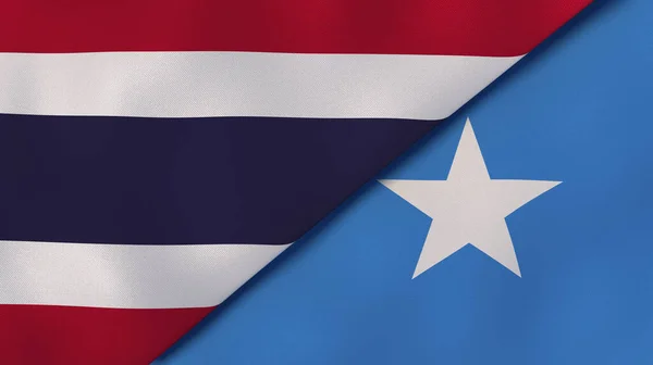 Флаги Двух Штатов Таиланда Сомали Высококачественный Бизнес Фон Иллюстрация — стоковое фото