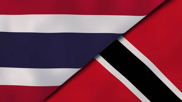 Dos Estados Banderas Tailandia Trinidad Tobago Fondo Negocio Alta Calidad — Foto de Stock