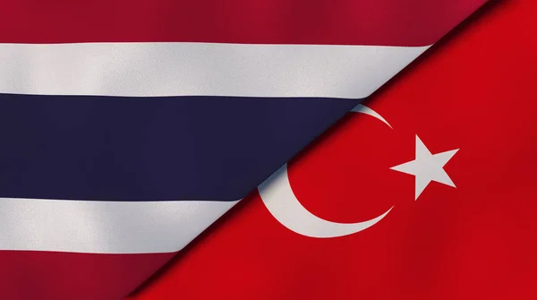 Bandeiras Dois Estados Tailândia Turquia Fundo Negócios Alta Qualidade Ilustração — Fotografia de Stock