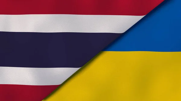 Δύο Κράτη Σημαίες Της Ταϊλάνδης Και Της Ουκρανίας Επαγγελματικό Υπόβαθρο — Φωτογραφία Αρχείου
