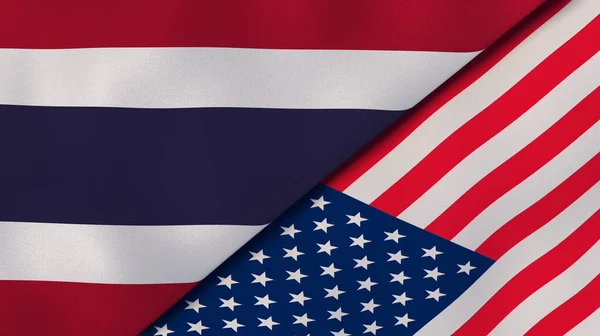 Två Delstater Flaggar Thailand Och Usa Hög Kvalitet Affärsbakgrund Illustration — Stockfoto