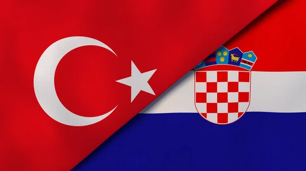 Deux États Drapeaux Turquie Croatie Une Expérience Professionnelle Haute Qualité — Photo