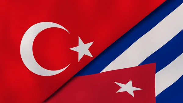 Zwei Staaten Flaggen Der Türkei Und Kuba Hochwertiger Geschäftlicher Hintergrund — Stockfoto