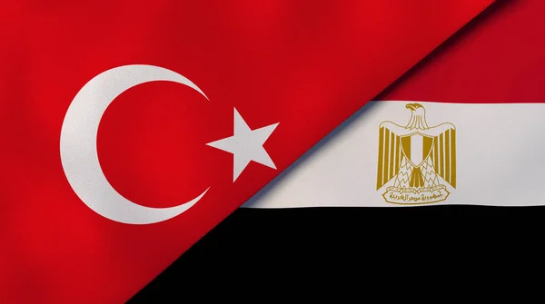 Två Stater Flaggar Turkiet Och Egypten Hög Kvalitet Affärsbakgrund Illustration — Stockfoto