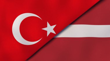 Türkiye ve Letonya 'nın iki bayrağı. Kaliteli bir iş geçmişi. 3d illüstrasyon