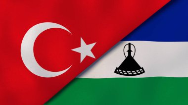 Türkiye ve Lesotho 'nun iki bayrağı. Kaliteli bir iş geçmişi. 3d illüstrasyon
