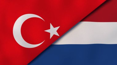 Türkiye ve Hollanda 'nın iki bayrağı. Kaliteli bir iş geçmişi. 3d illüstrasyon