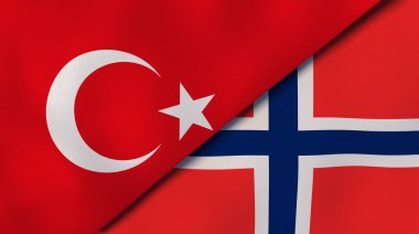 Türkiye ve Norveç 'in iki bayrağı. Kaliteli bir iş geçmişi. 3d illüstrasyon