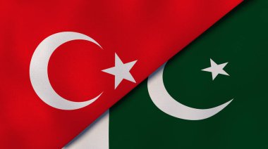 Two states flags of Turkey and Pakistan. High quality business background. 3d illustration clipart