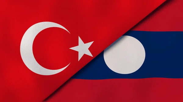 Zwei Staaten Flaggen Der Türkei Und Laos Hochwertiger Geschäftlicher Hintergrund — Stockfoto