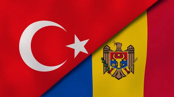 Zwei Staaten Flaggen Der Türkei Und Moldawiens Hochwertiger Geschäftlicher Hintergrund — Stockfoto