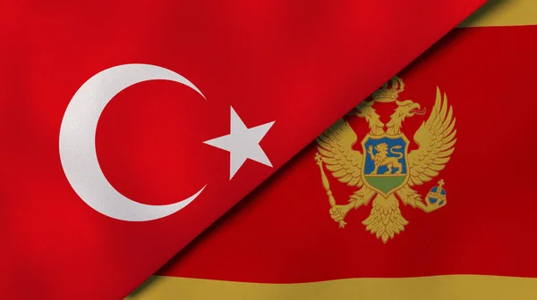 Zwei Staaten Flaggen Der Türkei Und Montenegro Hochwertiger Geschäftlicher Hintergrund — Stockfoto