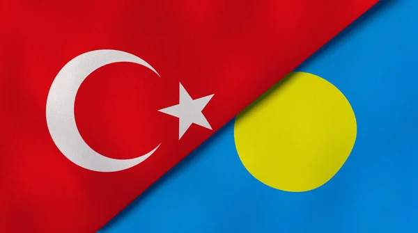 Zwei Staaten Flaggen Der Türkei Und Palau Hochwertiger Geschäftlicher Hintergrund — Stockfoto