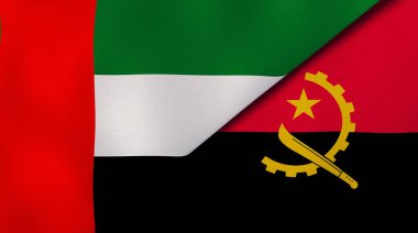 Two states flags of United Arab Emirates and Angola. High quality business background. 3d illustration clipart