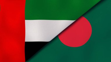 Birleşik Arap Emirlikleri ve Bangladeş 'in iki bayrağı. Kaliteli bir iş geçmişi. 3d illüstrasyon