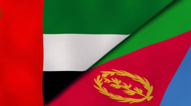 Birleşik Arap Emirlikleri ve Eritre 'nin iki bayrağı. Kaliteli bir iş geçmişi. 3d illüstrasyon