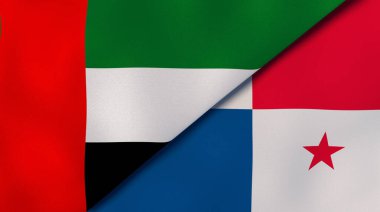 Birleşik Arap Emirlikleri ve Panama 'nın iki bayrağı. Kaliteli bir iş geçmişi. 3d illüstrasyon