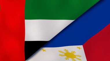 Birleşik Arap Emirlikleri ve Filipinler 'in iki bayrağı. Kaliteli bir iş geçmişi. 3d illüstrasyon
