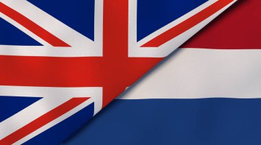 Birleşik Krallık ve Hollanda 'nın iki bayrağı. Kaliteli bir iş geçmişi. 3d illüstrasyon