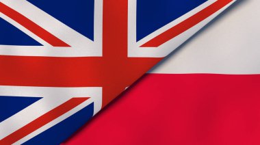 Two states flags of United Kingdom and Poland. High quality business background. 3d illustration clipart