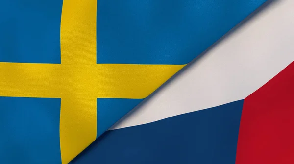 Dos Estados Banderas Suecia República Checa Fondo Negocio Alta Calidad —  Fotos de Stock