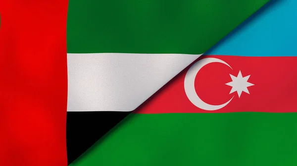 Dos Estados Banderas Emiratos Árabes Unidos Azerbaiyán Fondo Negocio Alta — Foto de Stock