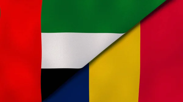 阿拉伯联合酋长国和乍得的两个国家的国旗 高质量的商业背景 3D说明 — 图库照片