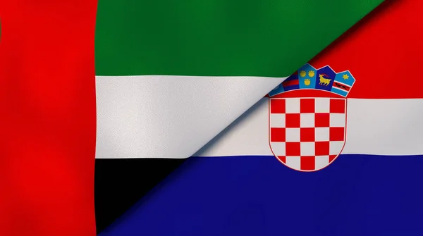 Deux États Drapeaux Des Émirats Arabes Unis Croatie Une Expérience — Photo