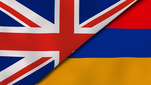Dois Estados Bandeiras Reino Unido Armênia Fundo Negócios Alta Qualidade — Fotografia de Stock