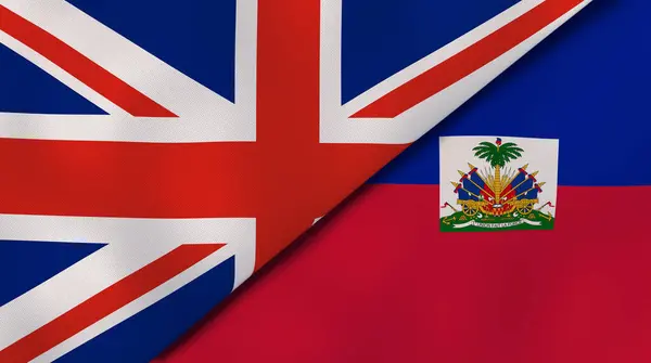 Två Flaggstater Storbritannien Och Haiti Hög Kvalitet Affärsbakgrund Illustration — Stockfoto