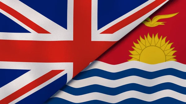 Two States Flags United Kingdom Kiribati High Quality Business Background — Stock Photo, Image