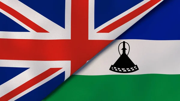 Two States Flags United Kingdom Lesotho High Quality Business Background — Stock Photo, Image
