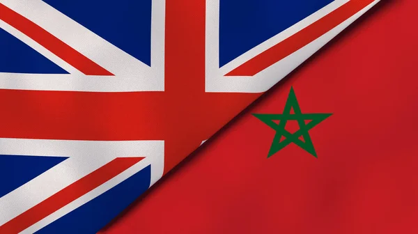 イギリスとモロッコの2つの州旗 高品質のビジネス背景 3Dイラスト — ストック写真