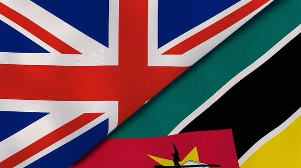 Two States Flags United Kingdom Mozambique High Quality Business Background — Stock Photo, Image