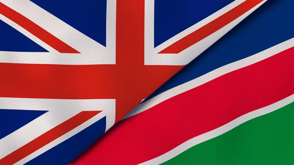 Dois Estados Bandeiras Reino Unido Namíbia Fundo Negócios Alta Qualidade — Fotografia de Stock