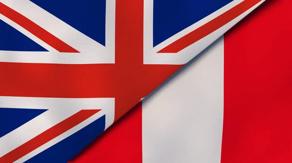 Bandeiras Dois Estados Reino Unido Peru Fundo Negócios Alta Qualidade — Fotografia de Stock