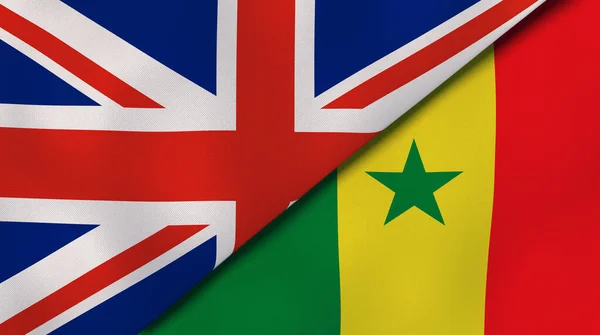 Dvě Vlajky Spojeného Království Senegalu Vysoce Kvalitní Obchodní Zázemí Ilustrace — Stock fotografie