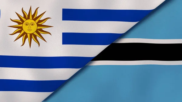 Dos Estados Banderas Uruguay Botswana Fondo Negocio Alta Calidad Ilustración —  Fotos de Stock