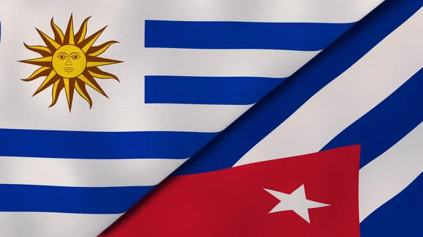 Флаги Двух Штатов Уругвая Кубы Высококачественный Бизнес Фон Иллюстрация — стоковое фото