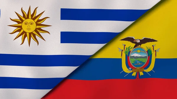 Twee Vlaggen Van Uruguay Ecuador Hoge Kwaliteit Zakelijke Achtergrond Illustratie — Stockfoto