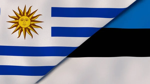 Dos Estados Banderas Uruguay Estonia Fondo Negocio Alta Calidad Ilustración —  Fotos de Stock