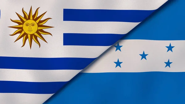 Dos Estados Banderas Uruguay Honduras Fondo Negocio Alta Calidad Ilustración —  Fotos de Stock