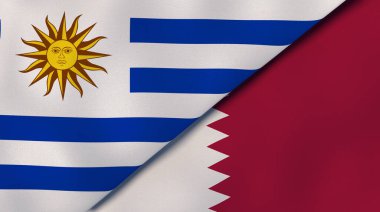 Uruguay ve Katar 'ın iki bayrağı. Kaliteli bir iş geçmişi. 3d illüstrasyon