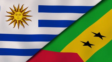 İki Uruguay, Sao Tome ve Principe bayrağı. Kaliteli bir iş geçmişi. 3d illüstrasyon