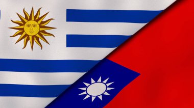Uruguay ve Tayvan 'ın iki bayrağı. Kaliteli bir iş geçmişi. 3d illüstrasyon