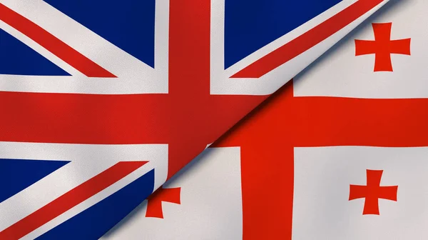 Dois Estados Bandeiras Reino Unido Geórgia Fundo Negócios Alta Qualidade — Fotografia de Stock