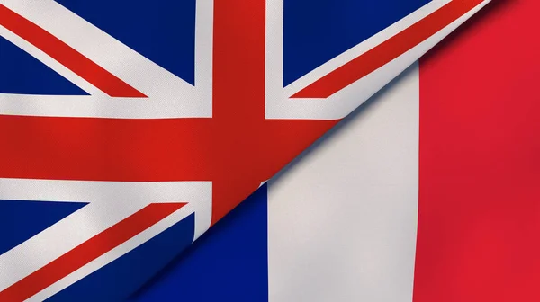 英国和法国两国国旗 高质量的商业背景 3D说明 — 图库照片
