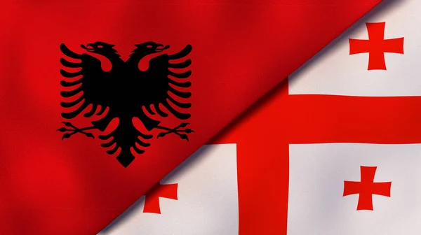 Dvě Vlajky Albánie Gruzie Vysoce Kvalitní Obchodní Zázemí Ilustrace — Stock fotografie