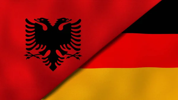 アルバニアとドイツの2つの州旗 高品質のビジネス背景 3Dイラスト — ストック写真